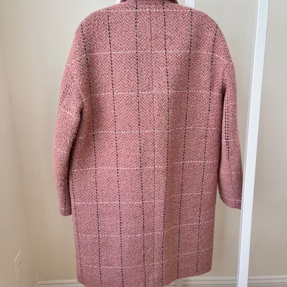 RAG&BONE Size S Estelle Cocoon Wool Blend Check Coat PINK MULTI - Picture 11 of 13